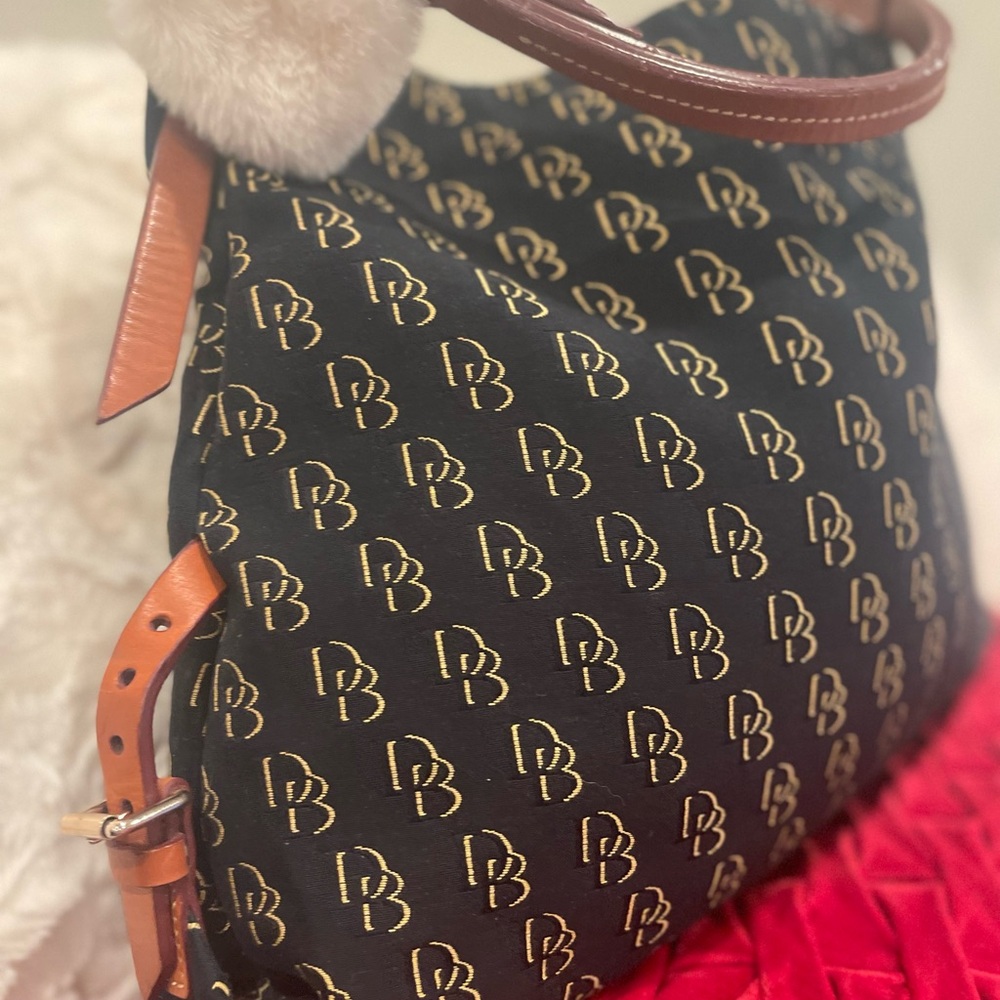 Dooney & Bourke Black and Tan Monogram Shoulder Bag